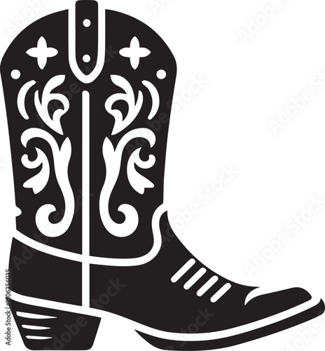 Cowboy boots black and white vector