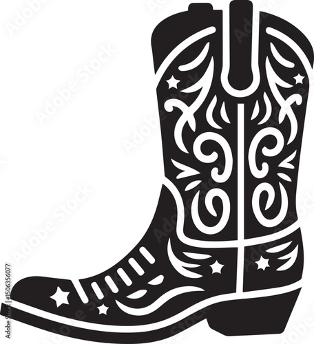 Cowboy boots black and white vector