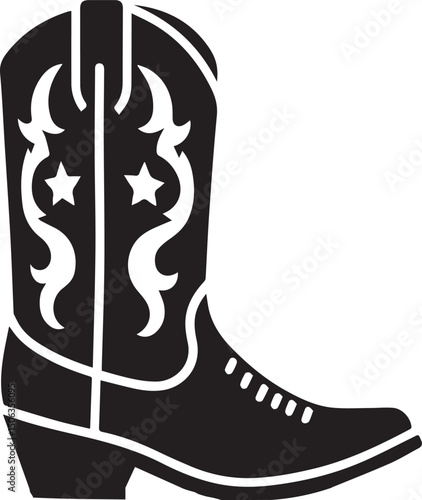 Cowboy boots black and white vector