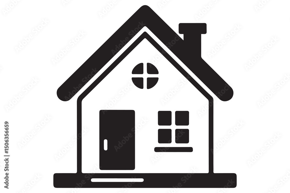 House icon silhouette in black on a clean white background for real estate design
House icon silhouette in black on a clean white background for real estate design