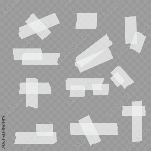 Realistic Single Beige Adhesive Tape Piece on Transparent Background. Vector