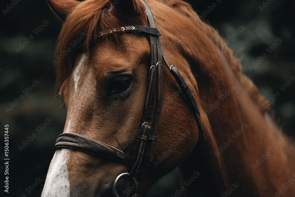 Fototapeta premium a close up of a horse's head with a bridle