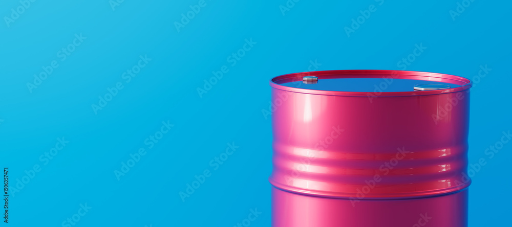 Closeup of red metal oil barrel top on blue background. Front view. Oil industry concept. 3d render illustration Closeup of red metal oil barrel top on blue background. Front view. Oil industry concept. 3d render illustration