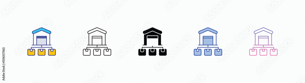 Fototapeta premium Distribution Center icons set in different style vector stock illustration
