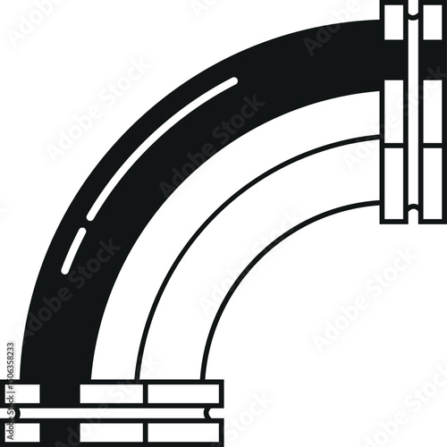 Curved pipe connector vector illustration