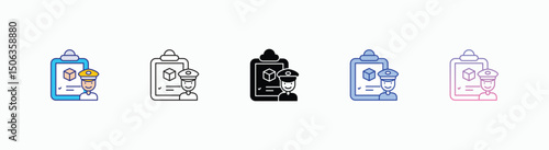 Customs Declaration icons set in different style vector stock illustration