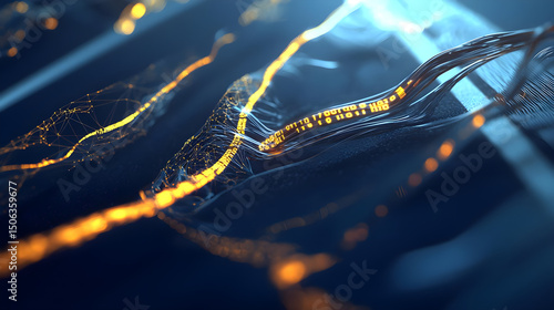 Abstract Digital Concept with Glowing Lines and Data Streams