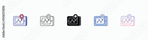 GPS Tracker icons set in different style vector stock illustration