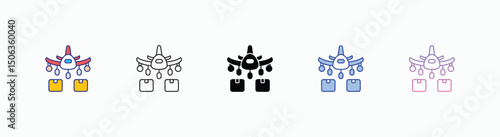 Air Cargo icons set in different style vector stock illustration