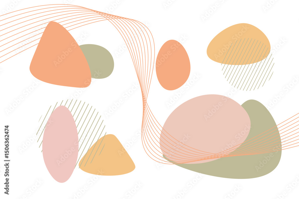 minimal pastel shape abstract background with line decoration on white , vector illustion minimal pastel shape abstract background with line decoration on white , vector illustion