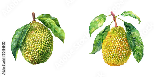 jackfruit watercolor vector illustration