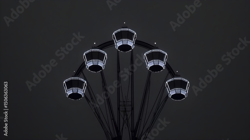 Ferris Wheel Silhouette with Lights Against Dark Night Sky