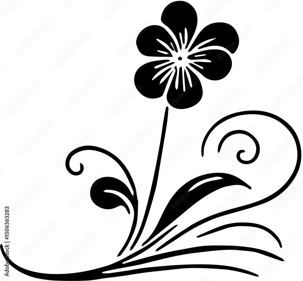 Obraz premium Black and white floral design element