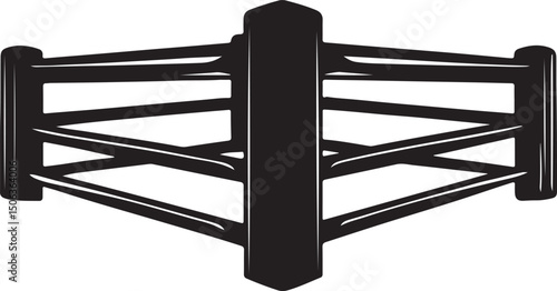 Black and White Rodeo Chute Illustration: Western Ranching Equipment Graphic Design Image