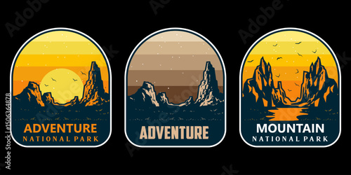 Vintage Adventure National Park Badge Vector Collection