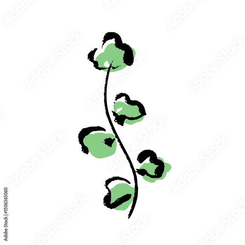 筆タッチの葉の手描きイラスト
