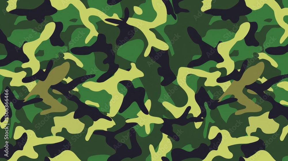 Fototapeta premium Abstract camouflage pattern, greens, yellows, and blacks
