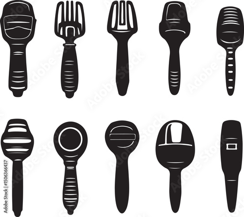 Vintage Microphone Silhouettes Vector Art: Retro Mic Collection, Broadcast Audio Equipment Icons