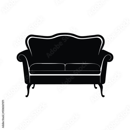modern velvet 2 seater sofa black vector icons