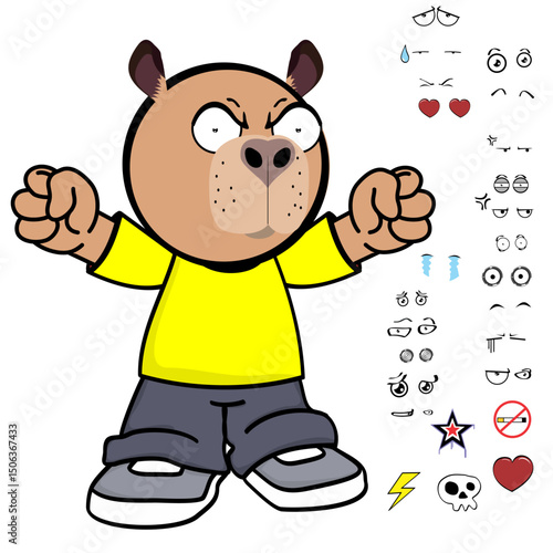 capybara kid expressions pack collection in vector art