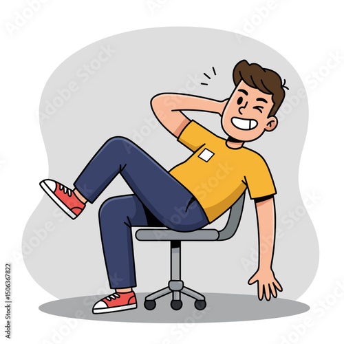 Standing employee with a pleasant face.