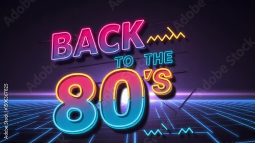80s Retro Typography ‘BACK TO THE 80s’ Neon Text