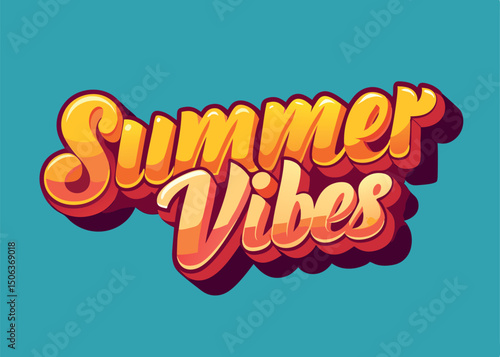 summer vibes 3d typography gradient text effect 