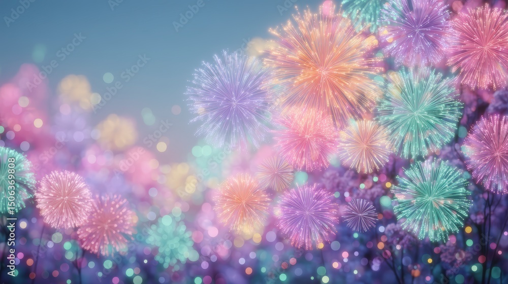 Fototapeta premium Festive Fireworks Display Celebration Party Background Holiday Sparkle