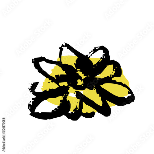 筆タッチの黄色の花の手描きイラスト