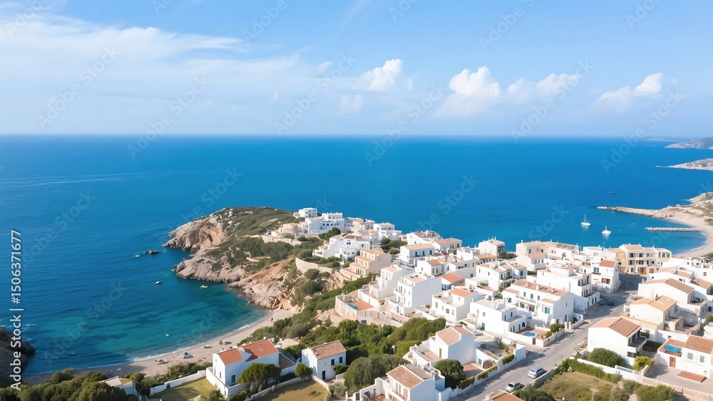 Fototapeta premium Sardinia, with blue each and blue sky, Italy