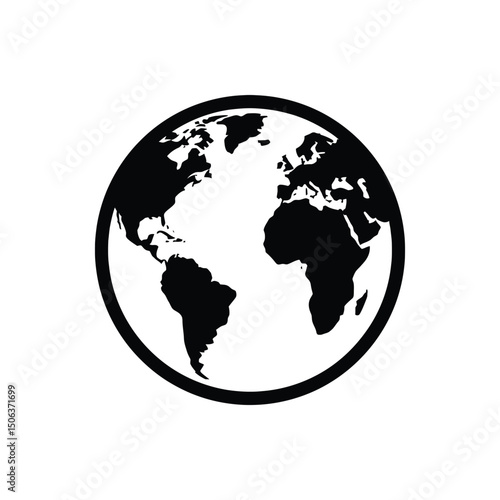 Earth planet isolated vector icon with simple world design

