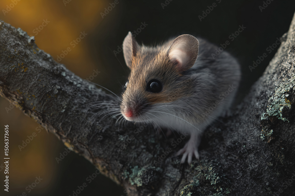 a mouse is sitting on a tree branch a mouse is sitting on a tree branch