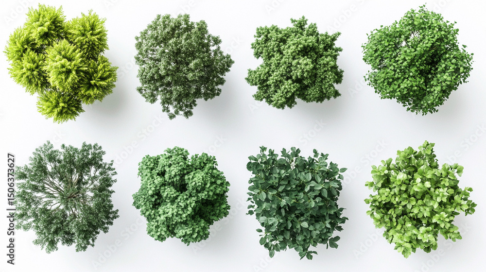 Cutout top view set of 3D rendered trees for landscaping design, displayed on a clean white background, ideal for architectural visualization, planning, and outdoor project mockups.
Cutout top view set of 3D rendered trees for landscaping design, displayed on a clean white background, ideal for architectural visualization, planning, and outdoor project mockups.