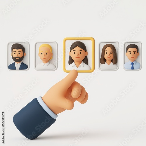 Hand Selecting a Candidate from a Row of Avatars