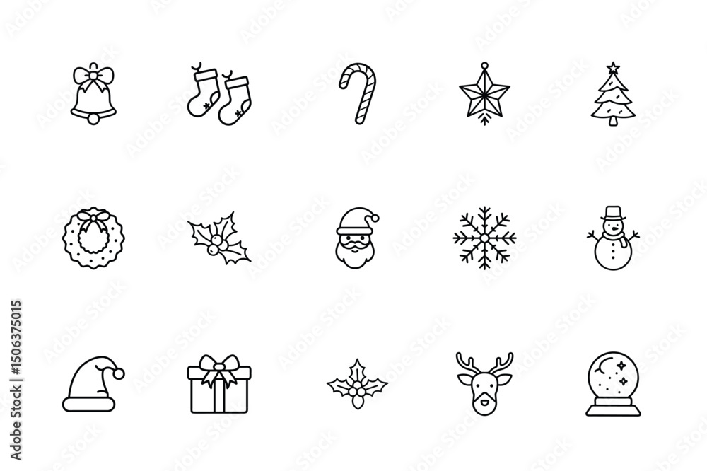 Fototapeta premium Christmas element icon set