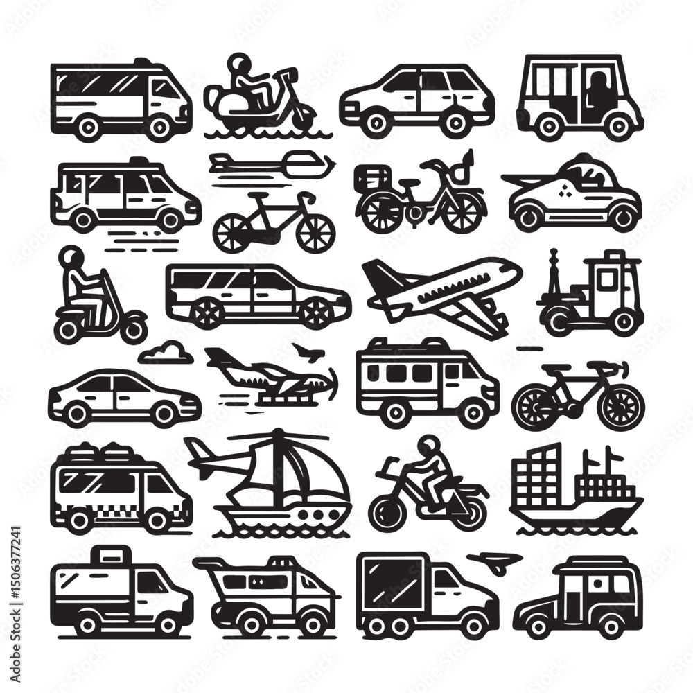 Car First Aid Kit Icons Set - Outline Vector Medical and Safety Symbols Car First Aid Kit Icons Set - Outline Vector Medical and Safety Symbols