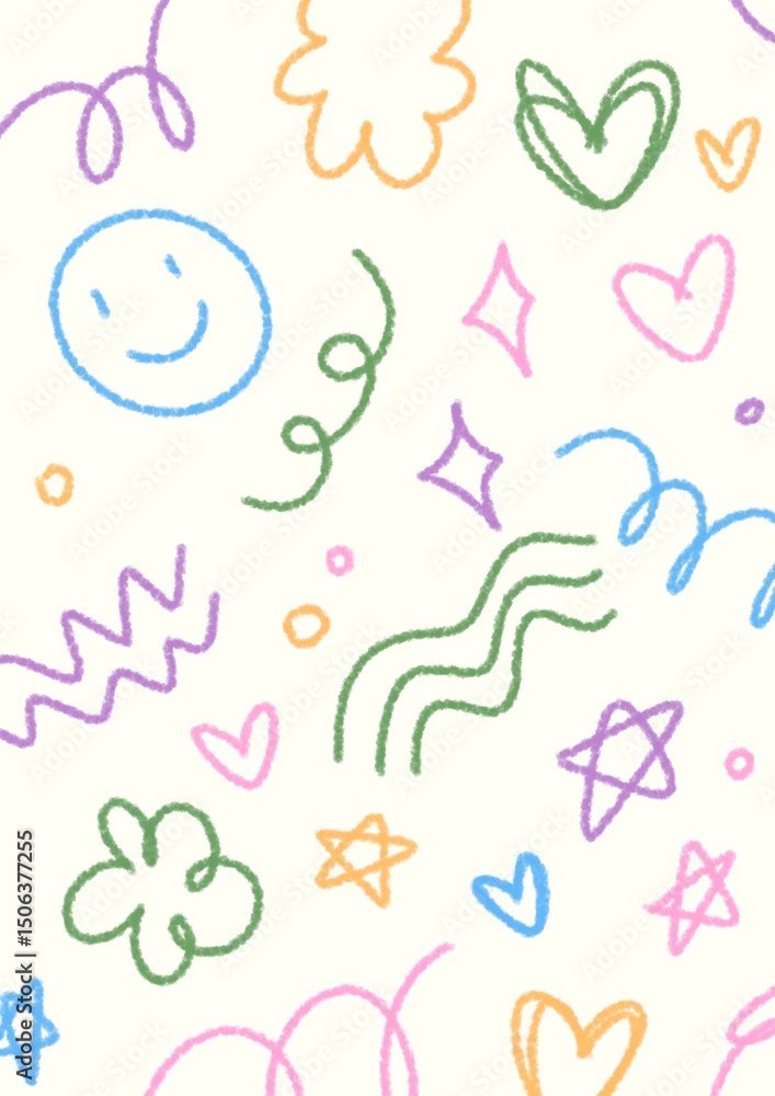 Fototapeta premium Cute doodle hand drawn illustration background