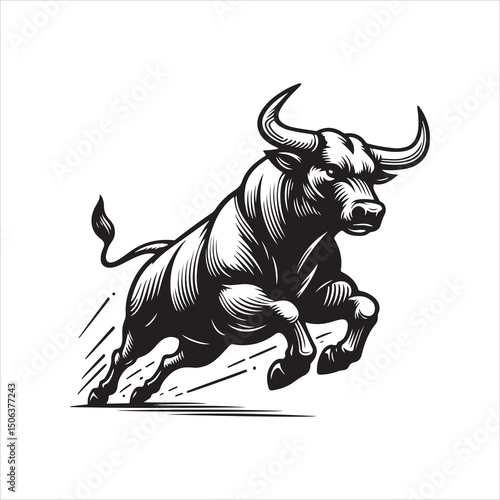 Bull Rodeo Showdown – Cowboy Riding a Bucking Bull in Action

