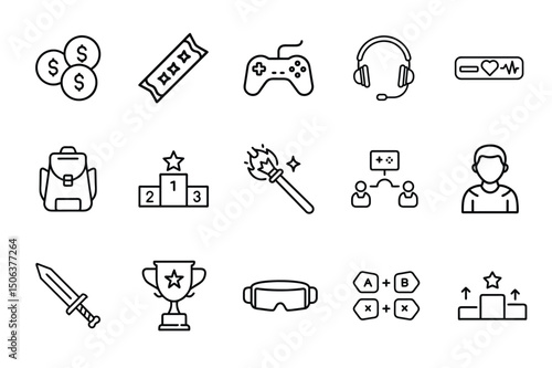 Gaming and Sports Line Icons