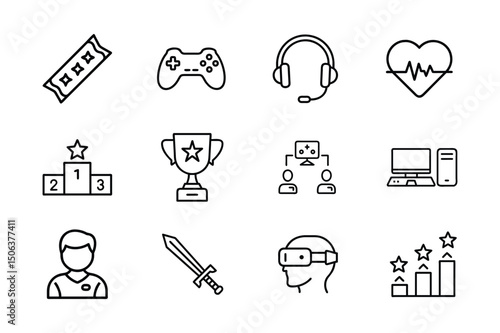 Gaming and Sports Line Icons