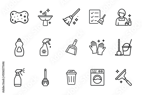 house cleaning icon set 