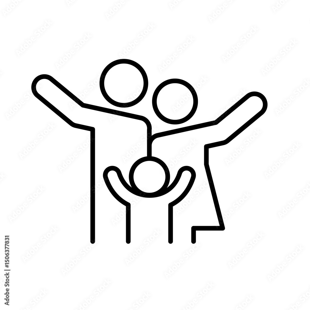 Family Flat Icon Black and White Vector Graphic. People icons set. Father, mother and children icons. Family Flat Icon Black and White Vector Graphic. People icons set. Father, mother and children icons.