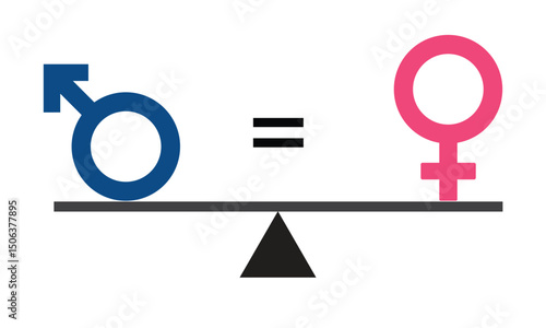 Gender equality symbol: a balanced illustration representing equal rights and opportunities for men and women in society and work