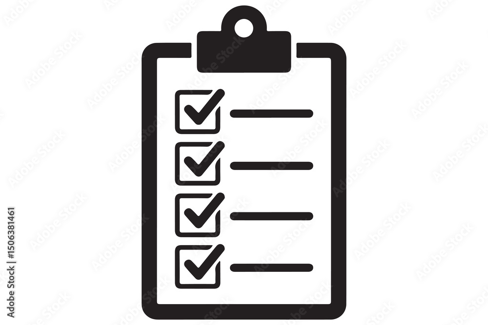 Simple checklist icon on clipboard silhouette vector illustration
Simple checklist icon on clipboard silhouette vector illustration