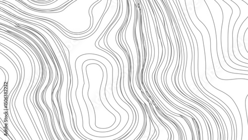 Abstract black and white topographic contours lines of mountains. White wave paper curved reliefs abstract background, 