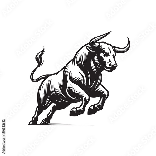 Bull Rodeo Showdown – Cowboy Riding a Bucking Bull in Action

