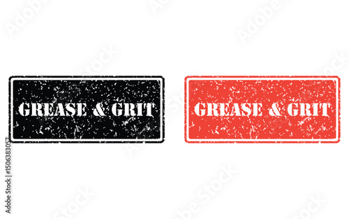 grease and grit grunge stamp design, vector, isolated on transparent background