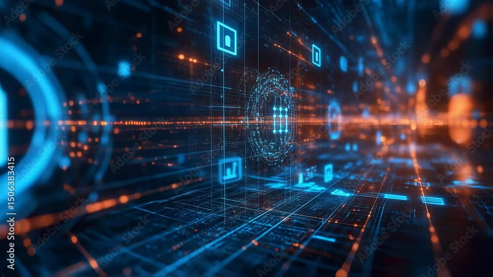 Abstract digital security network with glowing lock icons and grid lines Abstract digital security network with glowing lock icons and grid lines