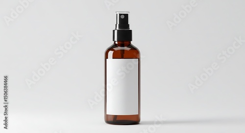 Wallpaper Mural A front facing mockup of a transparent cosmetic spray brown bottle with a plain label, centered on a clean white background
 Torontodigital.ca