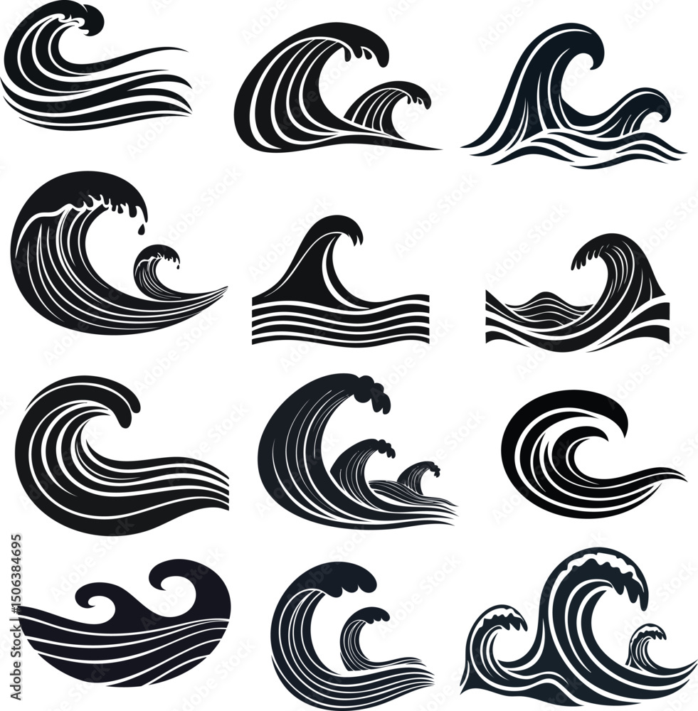 Fototapeta premium set of waves illustration vector
